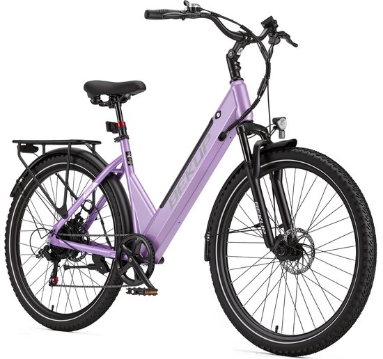 Bekup 28" Robuuste Elektrische Fiets – 36V 14.5Ah, 250W, 75km Shimano 7-Avondpaars