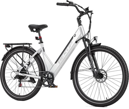 Bekup 28" Robuuste Elektrische Fiets – 36V 14.5Ah, 250W, 75km Shimano 7– Kristalzilver
