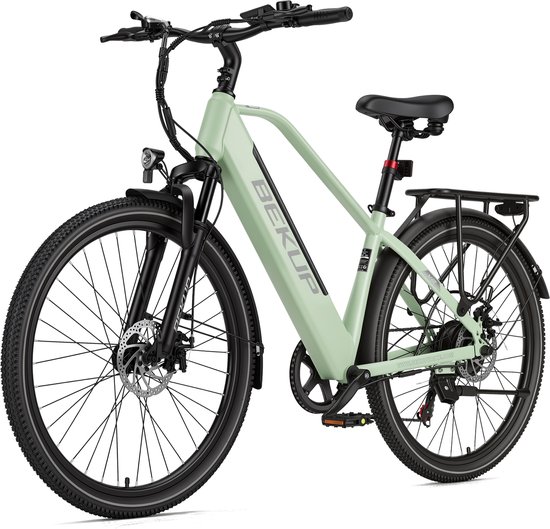 Bekup V2 Elektrische Fiets - 26" Banden - 250W Motor - 25km/h Maximale Snelheid - 36V14.5AH Accu - Actieradius Tot 75 Km - Shimano 7 Versnellingen - Mechanische Schijfremmen - Groen