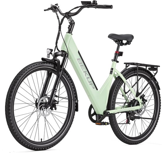 Bekup V28 Elektrische Fiets - 28" Banden - 250W - 36V 14.5Ah (522Wh) Accu - Actieradius Tot 75 Km - Shimano 7 Versnellingen - Mechanische Schijfremmen - Groen