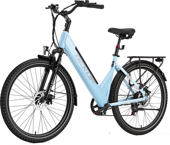 Bekup V28 Elektrische Fiets - 28" Banden - 36V 14.5Ah (522Wh) Accu - Actieradius Tot 75 Km - Shimano 7 Versnellingen - Mechanische Schijfremmen - Blauw