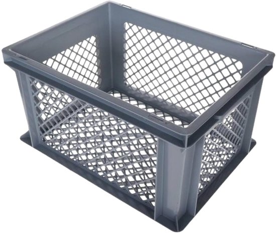 Bellatio Design opbergbox - opbergkrat - grijs - 40 x 30 x 22 cm - kunststof - open structuur - opbergers - kisten - garage/zolder