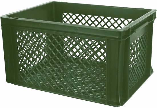 Bellatio Design opbergbox - opbergkrat - groen - 40 x 30 x 22 cm - kunststof - open structuur - opbergers - kisten - garage/zolder