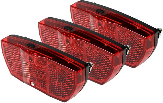 Benson Achterlicht - 3x - verstelbaar - rode LED - reflector - IPX3 - 93 x 41 x 23,5 mm - inclusief batterijen