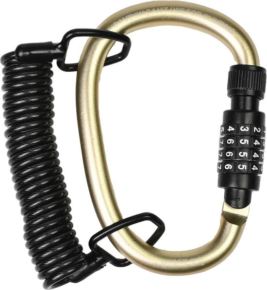 Benson Compact kabelslot met karabijnhaak - instelbare cijfercode - zwart - 133,5 x 97,5 mm van Benson