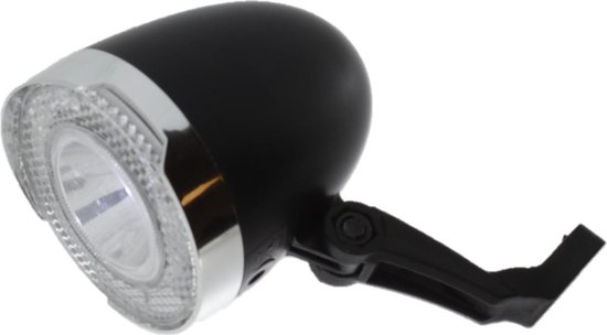Benson Compacte LED fietskoplamp - zwart/chroom - 15 meter zicht - 1000 meter zichtbaar - inclusief batterijen