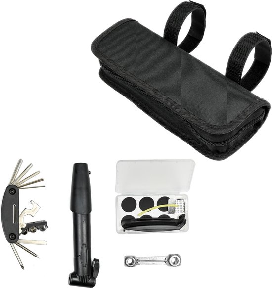 Benson Fiets reparatieset - Deluxe - 16-delig - Compact en veelzijdig - Inclusief minipomp en tas van Benson