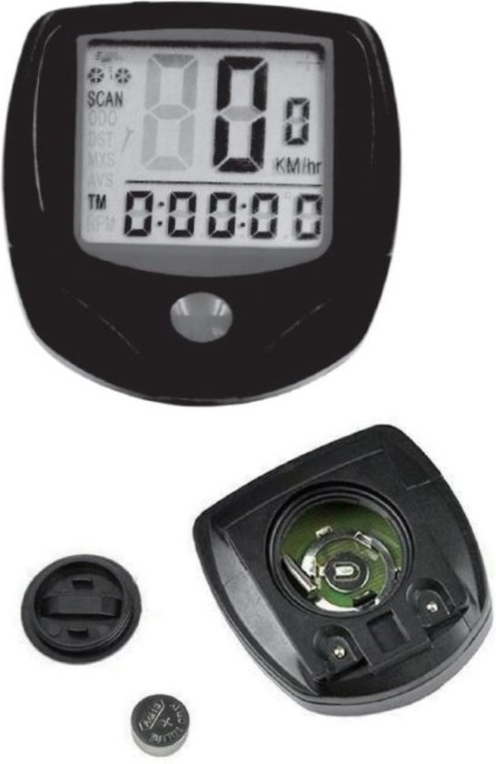 Benson Fietscomputer met draad - 14 functies - groot lcd-display - zwart van Benson