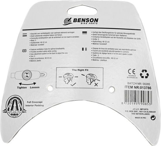 Benson Fietshelm voor meisjes - maat S - verstelbaar - ventilatiegaten - kleurrijk ontwerp - 48-52 cm van Benson