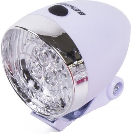 Benson Fietskoplamp - 2 LED's - Inclusief Batterijen - Wit - Retro Stijl