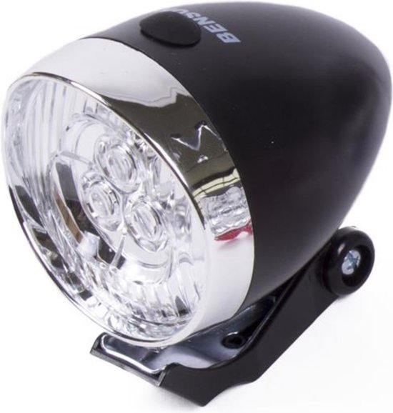 Benson Fietskoplamp - 2 LED's - Inclusief batterijen - Zwart - 15m zicht - 1000m zichtbaar