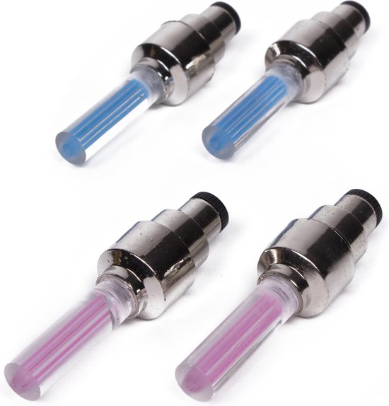 Benson Fietslicht set voor ventiel - blauw/roze - 2-delig - waterafstotend - automatische verlichting