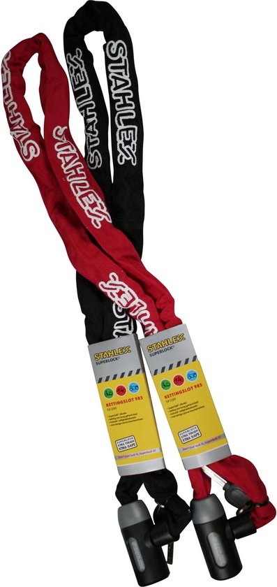 Benson Kettingslot - gehard staal - cilinderslot - beschermhoes - 120 cm - rood/zwart van Benson