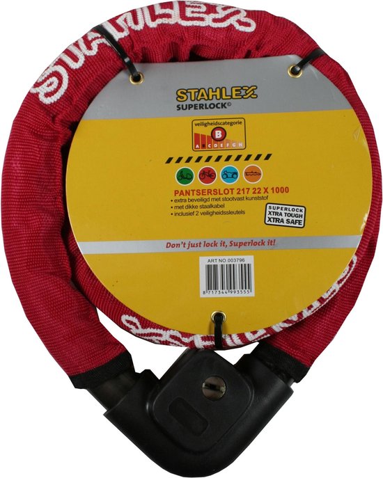 Benson Robuust fietsslot - stootvast kunststof - dikke staalkabel - 1000 mm van Benson