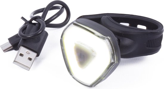 Benson USB-oplaadbare LED fietslamp - regenwaterdicht - wit - 3 lichtstanden - 3 knipperstanden