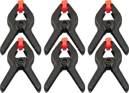 Benson Zeilklemmen/veerklemmen - 6x - kunststof - 10 cm - lijmklemmen met gekartelde kaken van Benson