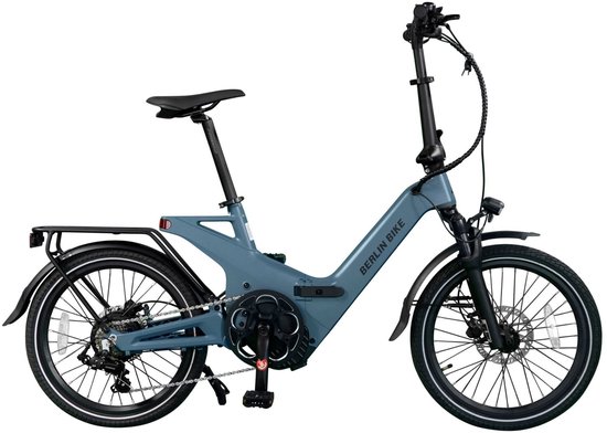 Berlin Bike 2GO Elektrische Fiets - 50 km Actieradius - 36V 10,5Ah Verwijderbare Batterij - 40 Nm Koppel - Compacte Full Suspension - Shimano 7 Versnellingen - Hydraulische Schijfremmen - Donkerblauw