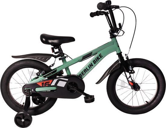 Berlin Bike Cross 16 inch Groen - Kinderfiets met zijwieltjes voor 4-, 5- en 6-jarige kinderen - Fiets 16 inch van Merkloos