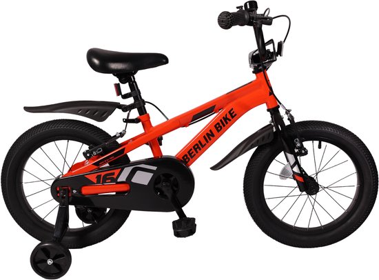 Berlin Bike Cross 16 inch Rood - Kinderfiets met zijwieltjes voor 4-, 5- en 6-jarige kinderen - Fiets 16 inch