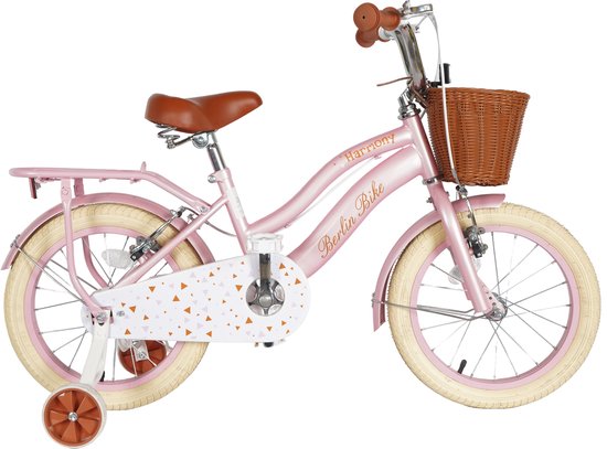 Berlin Bike Harmony Meisjesfiets 16 inch Roze - Prinses - Kinderfiets met zijwieltjes 4, 5 & 6 jaar - Fiets 16 inch