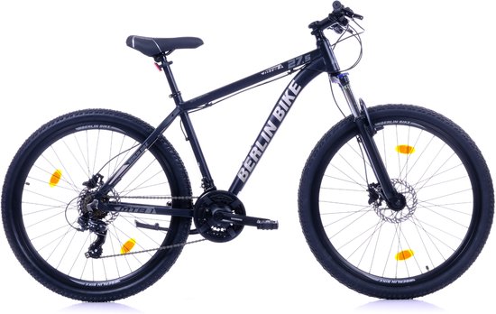 Berlin Bike MTB - Mountainbike 27,5 inch - 21 versnellingen Shimano - Framemaat: 51 cm - Zwart/Zilver