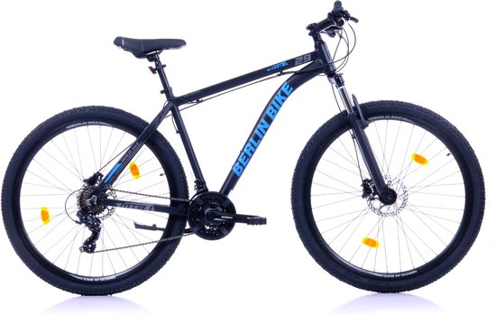 Berlin Bike MTB - Mountainbike 29 inch - 21 versnellingen Shimano - Framemaat: 51 cm - Zwart/Blauw
