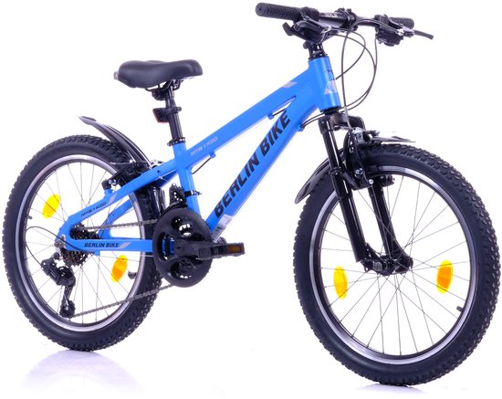 Berlin Bike MTB1 Kids kinderfiets 20 inch – 21 versnellingen – kinderfiets voor 6, 7 en 8 jaar – 20 inch fiets voor jongens en meisjes – blauw van Merkloos
