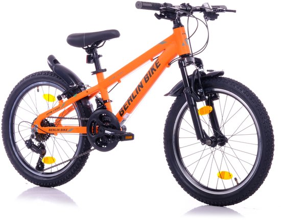 Berlin Bike MTB1 Kids kinderfiets 20 inch – 21 versnellingen – kinderfiets voor 6, 7 en 8 jaar – 20 inch fiets voor jongens en meisjes – oranje