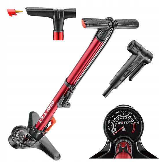 Beto CFL-003AGD MAX Tubeless Fietspomp Vloer + Reservoir 160PSI