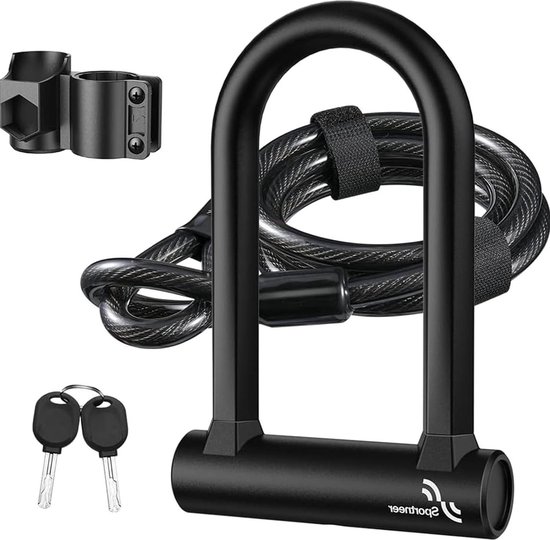 Beugelslot 16 mm zwaar fietsslot met kabel - racefiets mountainbike e-bike vouwfiets - 2 sleutels Fatbike slot van Higo.