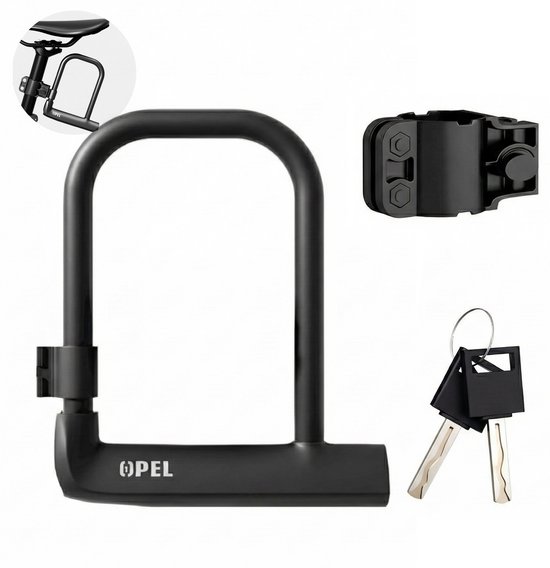 Beugelslot Fiets - Ultra Lichtgewicht (432g) - Gelegeerd Staal & Anti-Kras - Compact U-Slot voor Racefiets, E-bike & MTB - Inclusief Houder - Zwart van Merkloos