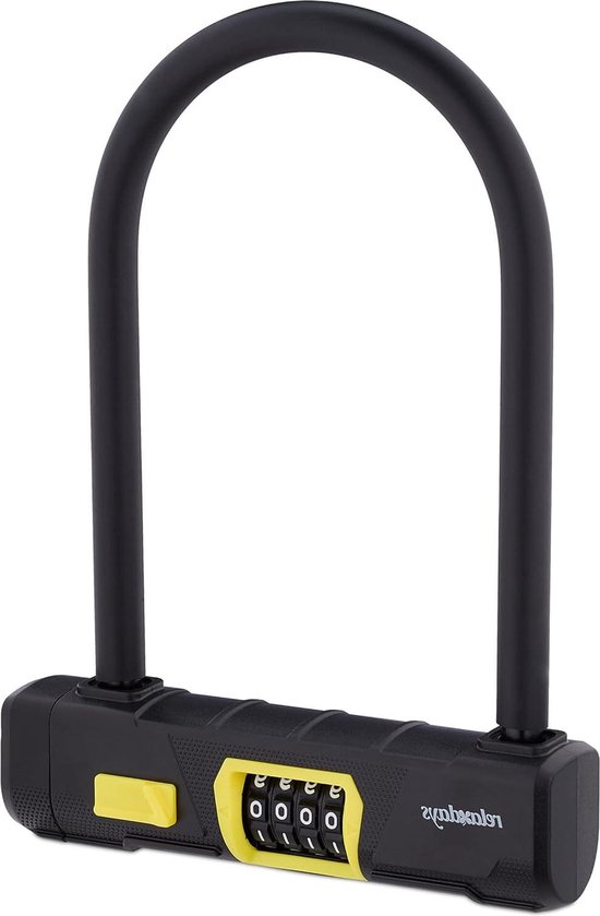 Beugelslot met cijfercode en u-slot voor fietsen en e-bikes - Staal en kunststof - Stevig fietsslot in zwart en geel van M-Wave
