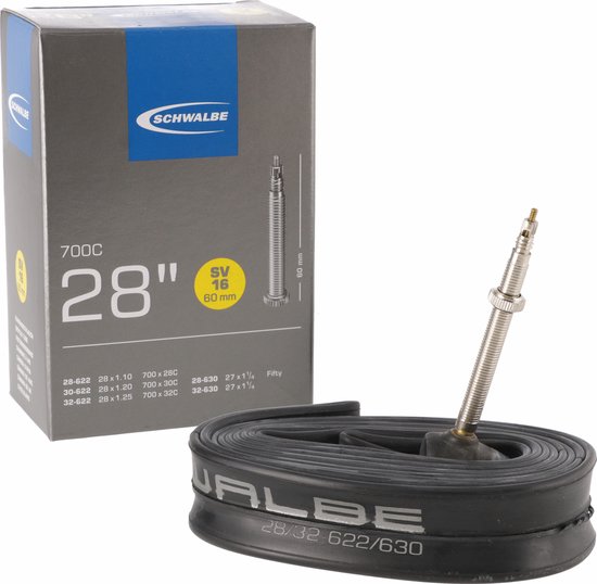 BIB SV16 - Binnenband Fiets - Frans Ventiel - 60 mm -  28 x 1 1/8 - 1 1/4 - 120 van Merkloos