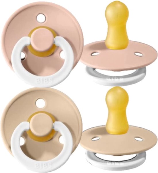 BiBS - Colour Pacifier - Glow in the Dark - Maat 2 - Fopspeen - 2 stuks - Blush Glow / Vanilla Glow van Bibs