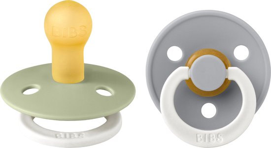 BiBS - Colour Pacifier Glow in the Dark - Stage 2 Fopspeen - 6+ maanden - 2 stuks - Sage Glow / Cloud Glow van Bibs