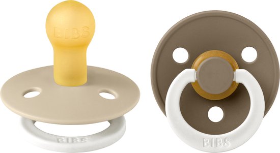 BiBS - Colour Pacifier Glow in the Dark - Stage 2 Fopspeen - 6+ maanden - 2 stuks - Vanilla Glow / Dark Oak Glow van Bibs