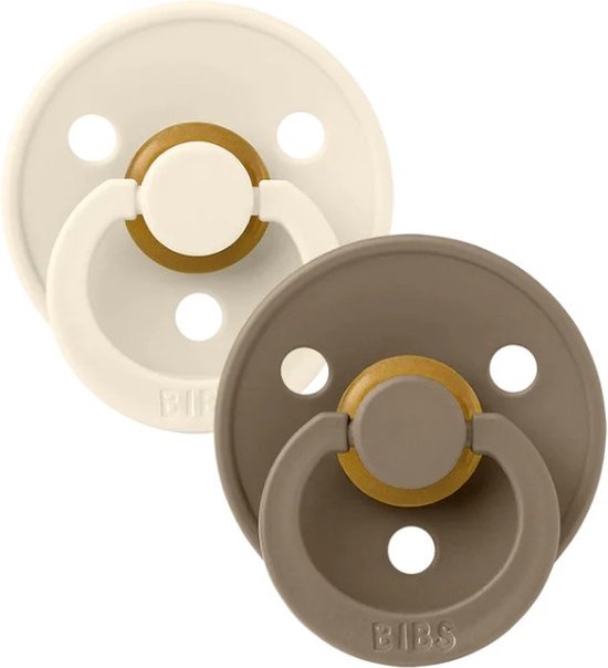 BiBS - Colour Pacifier - Maat 1 - Fopspeen - 2 stuks - Dark Oak / Ivory van Bibs