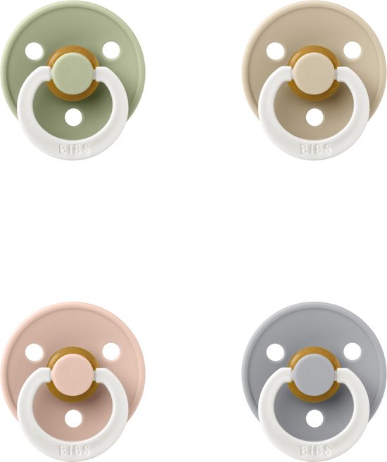 Bibs fopspeen 6-18 maand set 4 stuks Cloud Glow,Sage Glow,Blush Glow en Vanilla Glow maat 2 van Bibs