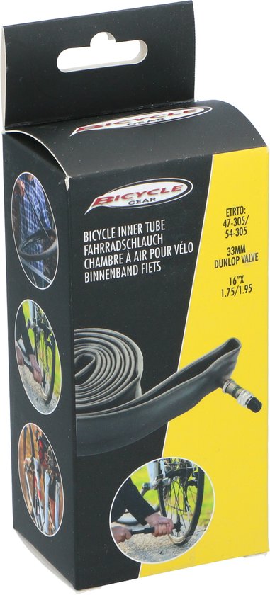 Bicycle Gear Binnenband Fiets 16 Inch – 16 x 1.75/1.95 – Dunlop Ventiel 33 mm – Zwart