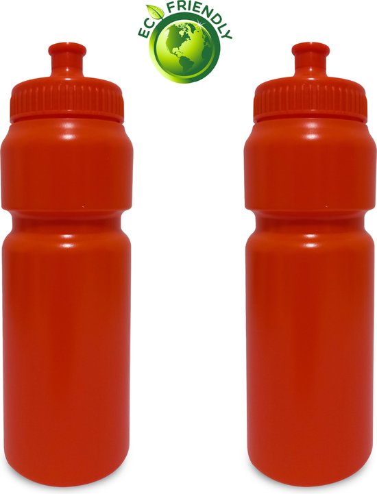 Bidon 750ml x2 Drinkflessen - Waterflessen - Volwassenen/kinderen - Oranje van Bidon