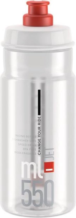 bidon Jet 550 ml polyethyleen transparant/rood