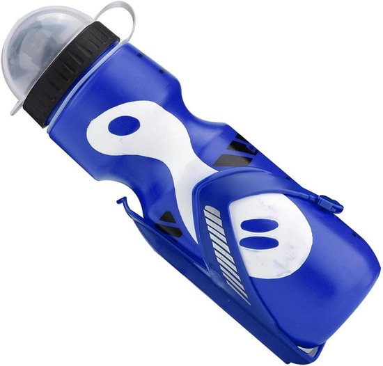 Bidon Set - Fles met houder - Fietsen Onderweg - Anti-lek ontwerp - 650 ml - Blauw