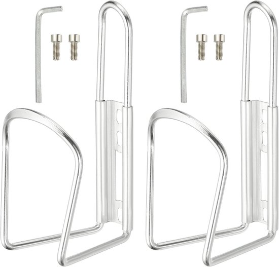 Bidonhouder - Bidonhouder voor fietsen - Lichtgewicht aluminium fietsbekerhouder met schroevengereedschap - Geschikt voor (race-/MTB-fietsen/toerfietsen/buiten) 2-pack & zilver