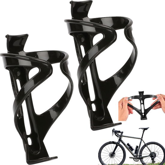 Bidonhouder Fiets - 2 stuks - Universeel Bidonhouders - Bidonhouder Racefiets - Sterke en flexibele structuur - Geschikt voor Fiets / Racefiets / Mountainbike / Kinderwagen / Buggy - Flessen / Beker Houder Verstelbaar - Zwart van Merkloos