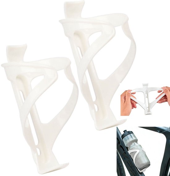 Bidonhouder Fiets - 2 stuks - Universeel Bidonhouders - Bidonhouder Racefiets - Sterke en flexibele structuur - Geschikt voor Fiets / Racefiets / Mountainbike / Kinderwagen- Flessen / Beker Houder Verstelbaar - Cadeau voor fietsliefhebbers - Wit