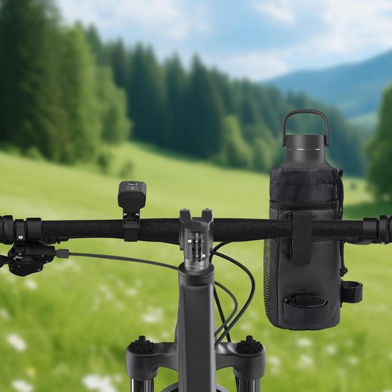 Bidonhouder Fiets - Drinkbekerhouder Stuur - Hydratatie Onderweg - Geïsoleerde Drinktas - 20x105x105cm - Zwart