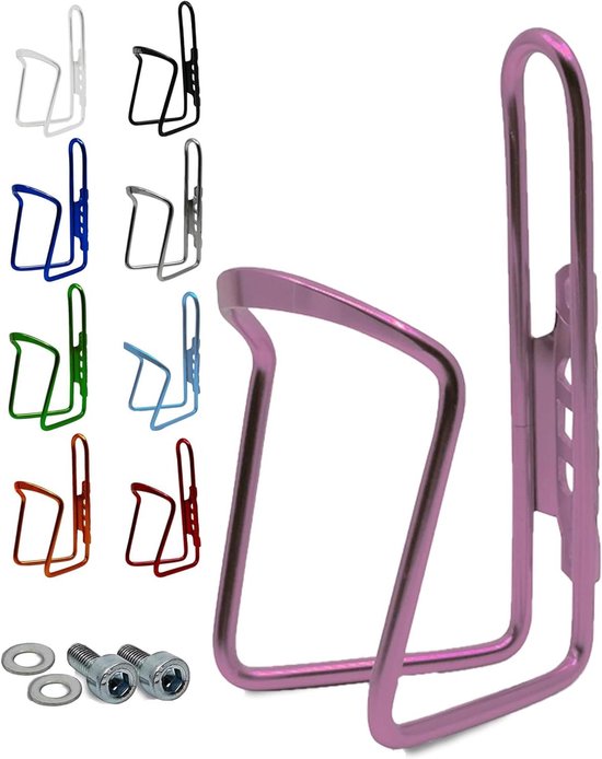 Bidonhouder Fiets - Flessenhouder Fiets - Drinken Tijdens Fietsen - Extra Versterkt Aluminium - Standaard Maat - Roze-Magenta
