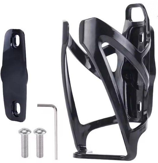 Bidonhouder Fiets - Geschikt voor Apple AirTag Houder Fiets - 13.6x7.5cm - Inclusief Adapter & Montagekit - Lichtgewicht - Universeel - Zwart van Merkloos