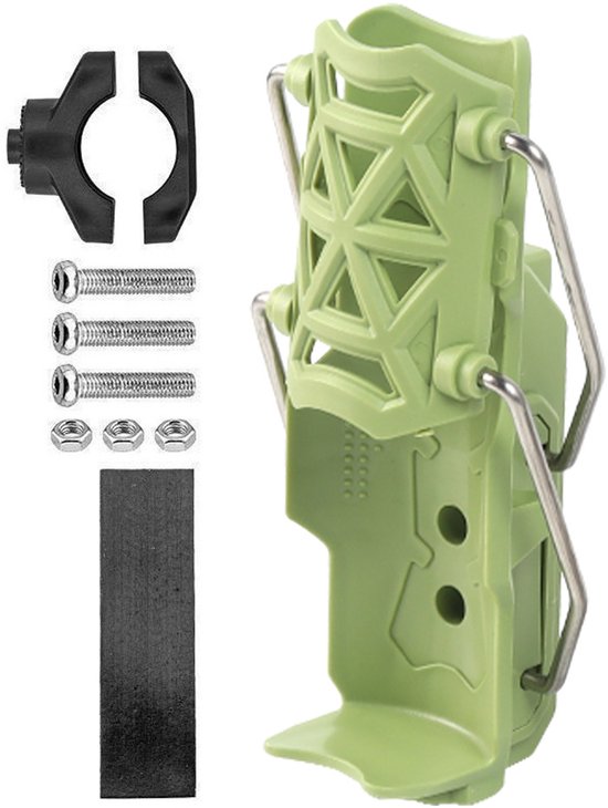 Bidonhouder - Fiets & Motor Flessenhouder - Verstelbare Stuurfleshouder - 360° Draaibaar & Opvouwbaar - Stevig Plastic - Voor Flessen 32-75 mm - Groen