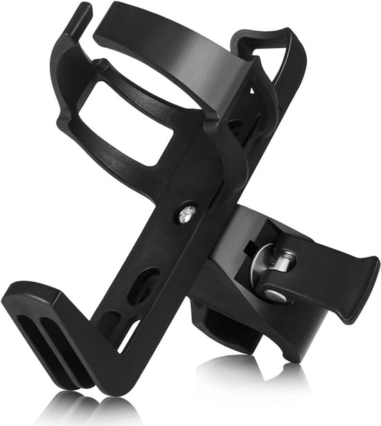 Bidonhouder met clip - fietsbidonhouder - bidonhouder - bidonhouder fiets - fietsbekerhouder - fietsbidonhouder - zwart - nylon